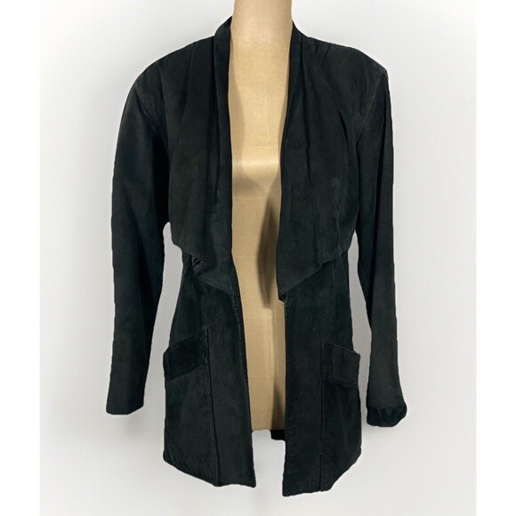 Vintage 80s Danier Black 100% Suede Wrap Jacket Boho Women’s Size XS Made In CA - Picture 3 of 9
